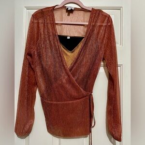 Johnny Was “Jade” Metallic Wrap Blouse